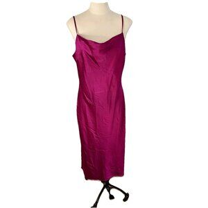 Express Purple Pink LG Satin Cowl Neck Mini Slip Dress Y2K Dopamine Clubwear